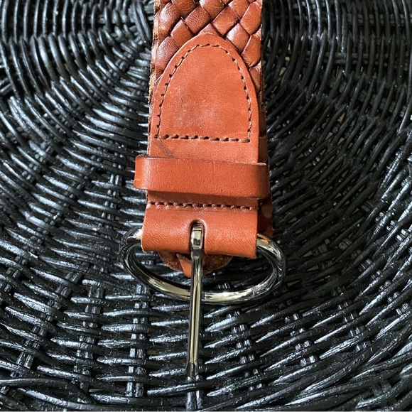 Talbots 100% Genuine Leather Brown Woven Belt Size S (39”) - Picture 3 of 14